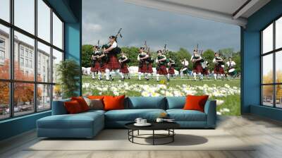 scottish pipe band marching on the grass Wall mural