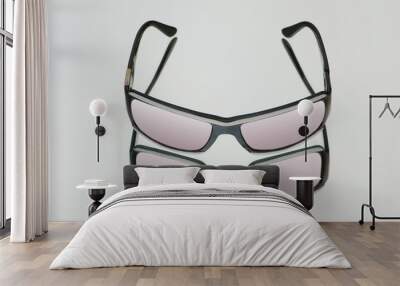 Stylish sun glasses on highly reflective background Wall mural