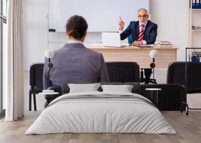 Two businessmen in the classroom in pandemic concept Wall mural