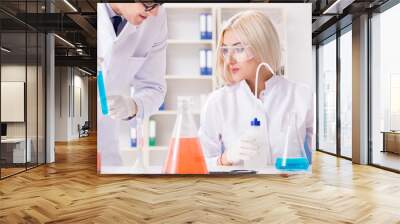 two chemists having discussion in lab Wall mural