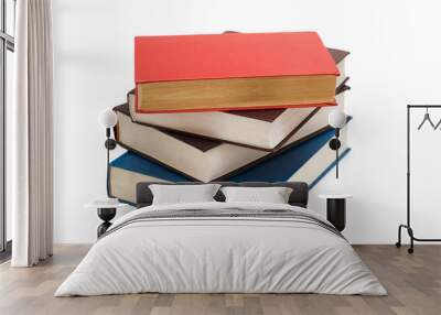 Various books isolated on the white background Wall mural