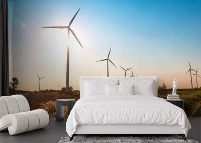 wind mills during bright summer day Wall mural