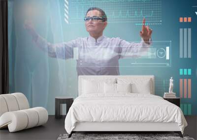 Woman doctor in telemedicine mhealth concept Wall mural