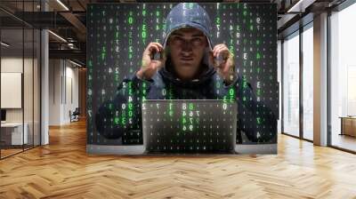 Young hacker in data security concept Wall mural