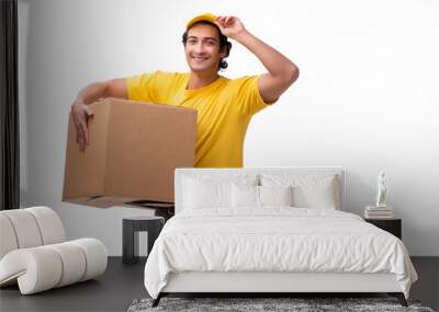 Young male courier with box Wall mural