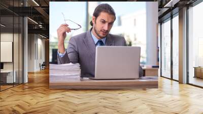 Young male employee working in the office Wall mural