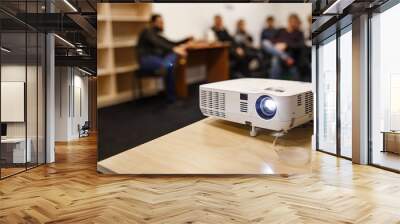 LCD video projector at business conference or lecture in a conference room or office with blurred people background Wall mural