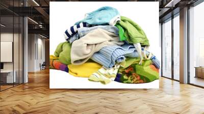 A pile of clothes on white background Wall mural