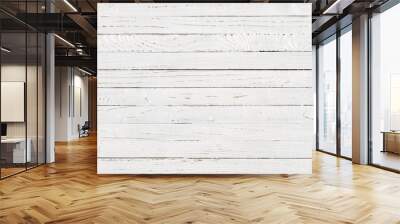 white wood texture background, top view wooden plank panel Wall mural