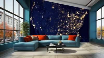 Satellite view of the night lights of the cities of United States. Elements of this image furnished by NASA Wall mural