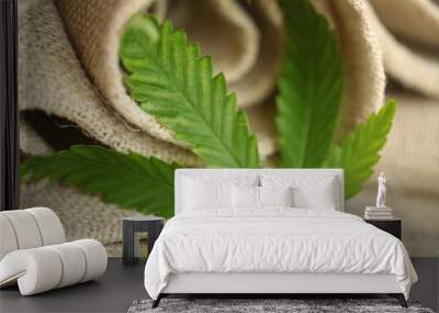 cannabis leaf hemp fabric texture Wall mural