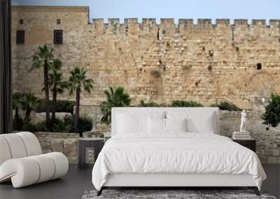 the fortress wall of the old city of Jerusalem in Israel Wall mural