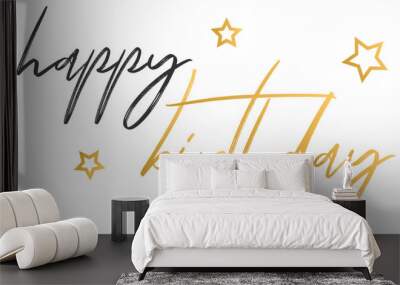 Happy birthday handwritten text lettering on white background.	
 Wall mural