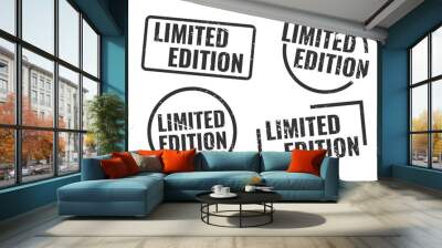 limited edition stamp. limited edition label. round grunge sign. set of stamps Wall mural