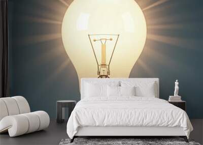 light bulb on blue background Wall mural