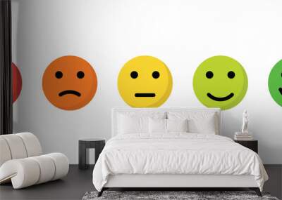 Customer satisfaction level icon in flat style. Five facial expression of feedback concept Wall mural