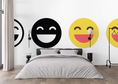 Laughing emoticon with closed eyes in flat style. Lol happy face emoji icon vector Wall mural