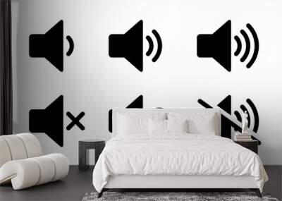 Mute speaker, sound off icon vector set collection. Volume, audio sign symbol Wall mural