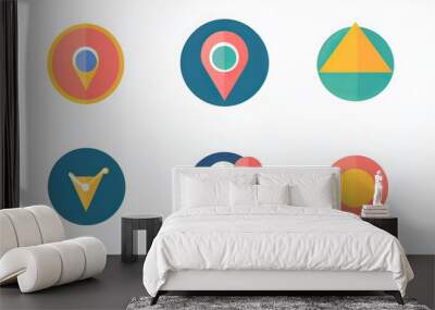 A collection of position point icons in flat style, presented as vector icons.  Wall mural