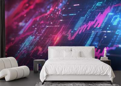 Futuristic stock market or forex trading graph, ideal for financial investments or economic trends. This abstract finance background showcases modern design and innovative concepts Wall mural