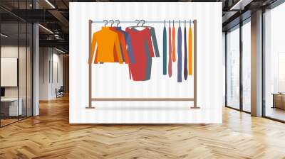 Clothes racks with dresses on hangers.  Wall mural