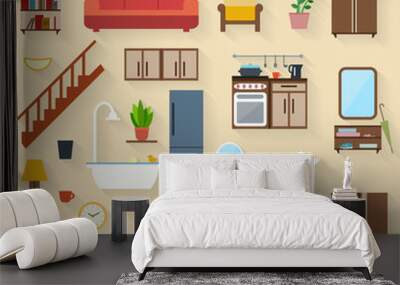 furniture set for rooms of house Wall mural