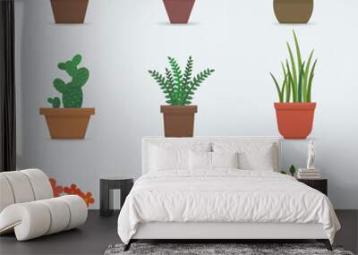 House plants and flowers in pots. Wall mural