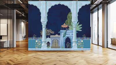 mughal art old design art in digital boders Wall mural