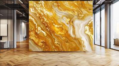 Gold White Cracked Marble rock stone marble texture wallpaper background. AI generated illustration Wall mural