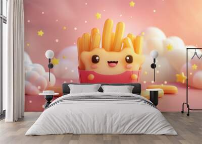 cute smiling fries Wall mural