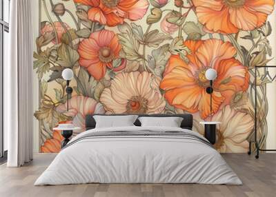 seamless floral background Wall mural