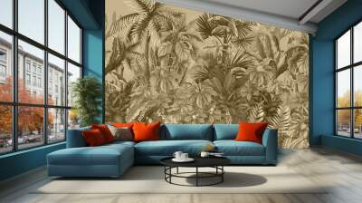 Tropical forest, jungle, sepia Wall mural