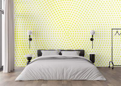 Yellow white dotted halftone. Grunge diagonal halftone vector background. Wall mural