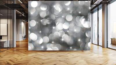 Glowing silver holiday lights Wall mural