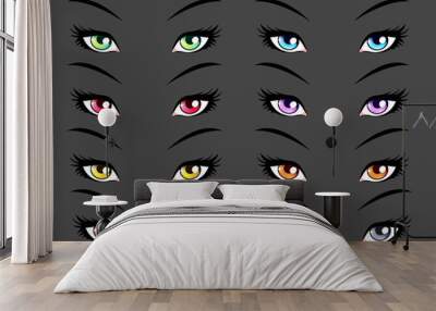 Set of anime, manga style eyes Wall mural