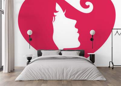 Woman face with hair Wall mural