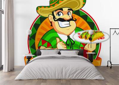 chef mascot logo cartoon Wall mural