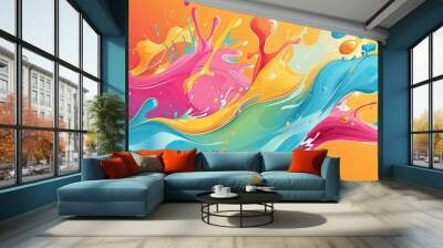 A colorful and vibrant splash design, perfect for adding life to your wallpaper 🎨✨ Brighten up any room with this lively pattern! #ColorSplashWallpaper Wall mural