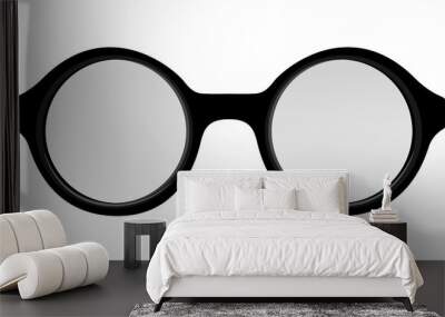 Round glasses in a black frame with optical lenses - dioptries Wall mural