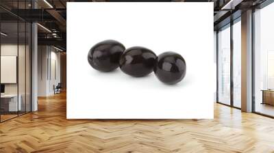 Black olives isolated on white background close-up Wall mural