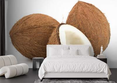 Coconuts isolated on white background Wall mural