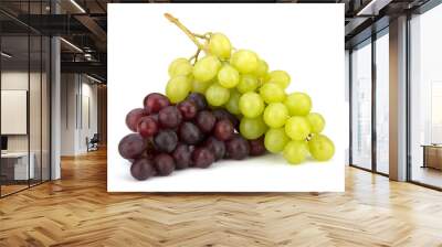 Red and green grape bunch isolated on white background Wall mural