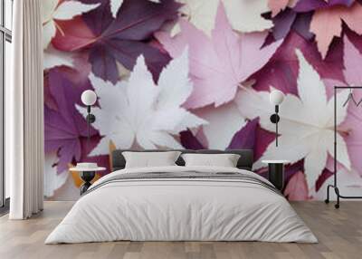 Purple watercolor painting of maple leaves for autumn vertical background Wall mural