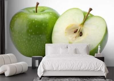 green apple isolated on transparent background png Wall mural