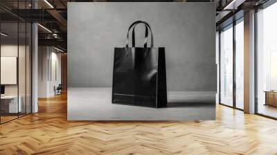 black shopping bag mockup for design with copy space Wall mural