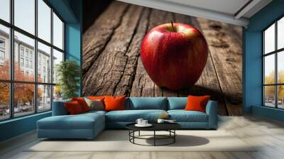 red apple on wooden background Wall mural