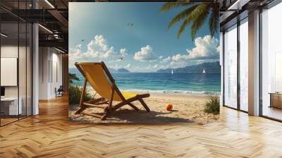 relax on the beach beach chair, vacation summer time Wall mural