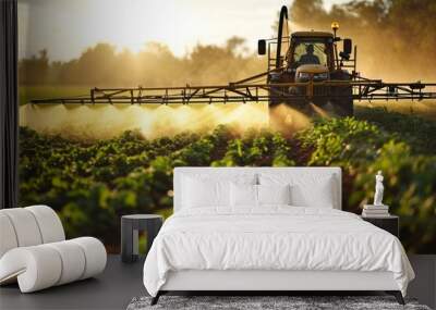 A sprayer operating on a lush field Wall mural