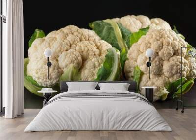 cauliflowers against black background Wall mural