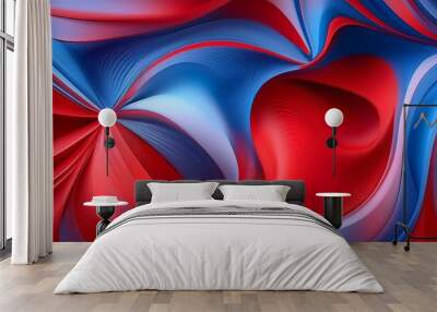 dynamic red and blue abstract shapes in modern art Wall mural